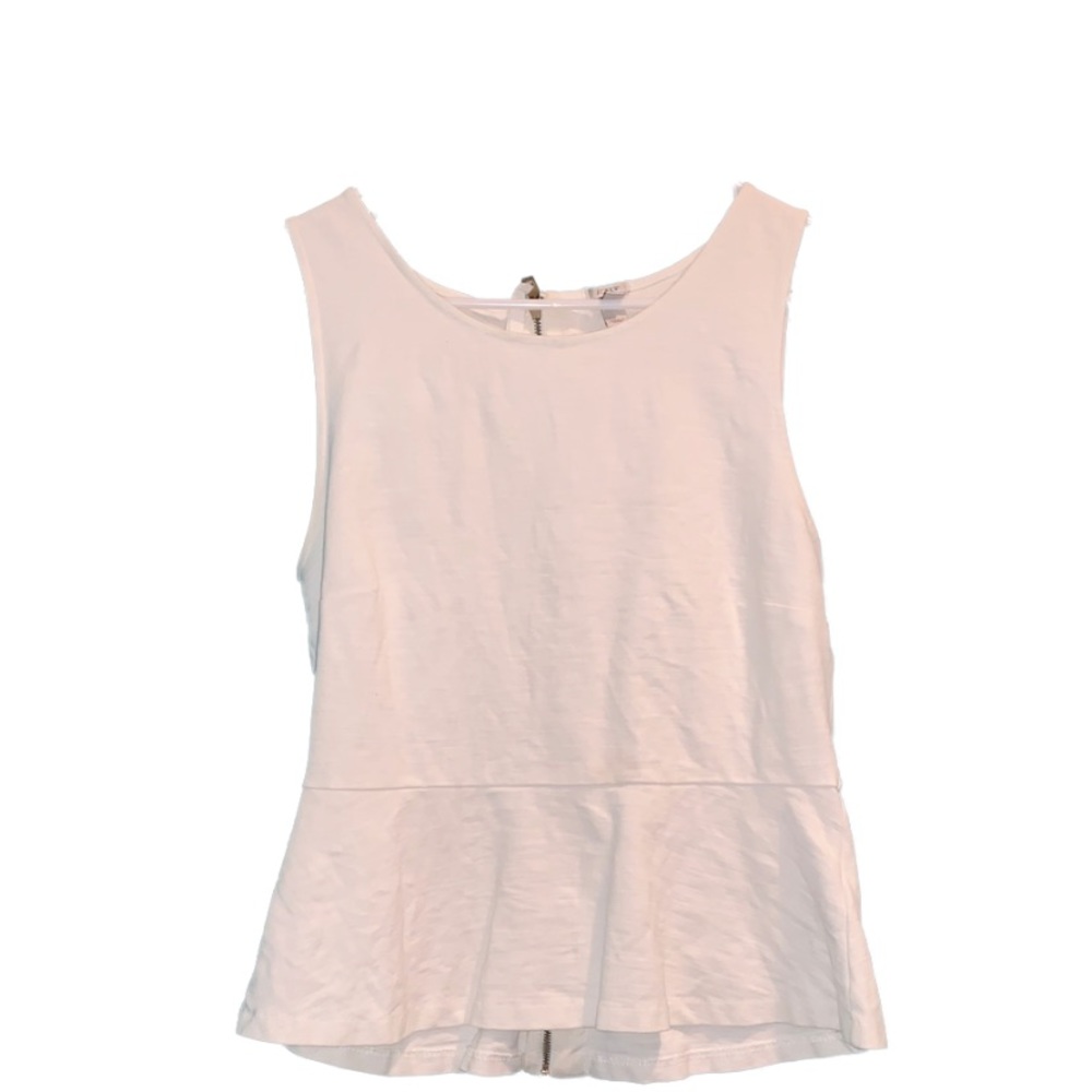 White Peplum Full Zip Top